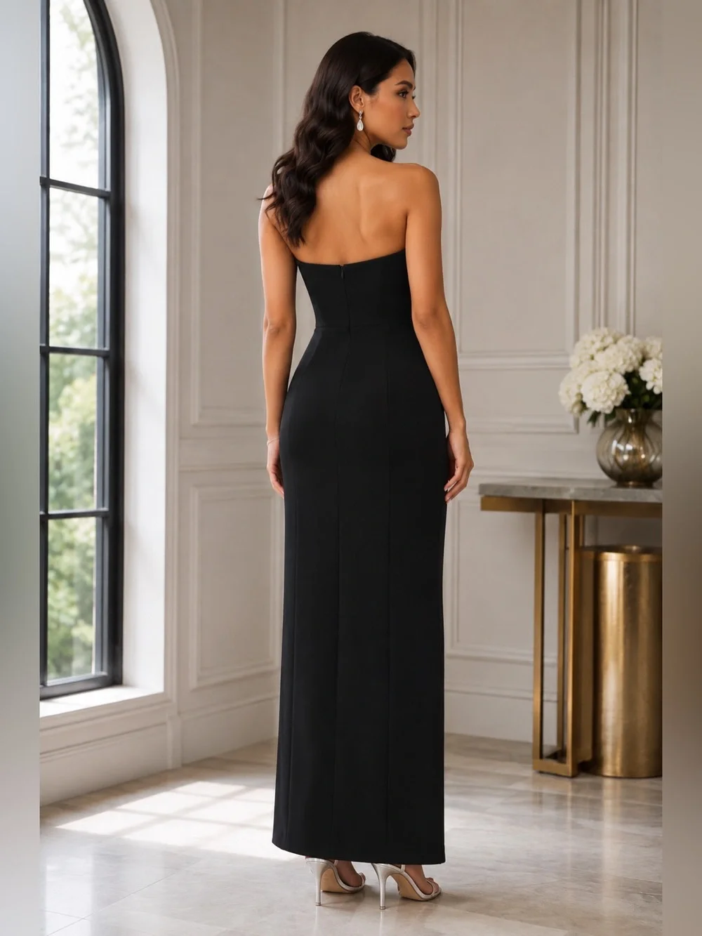 NEW Betsy & Adam Strapless Tuxedo Gown – Black | Size 14